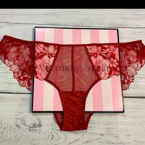 Victoria secret- Red Satin Embroided Mesh & Lace Cheekini - Picture 4 of 5